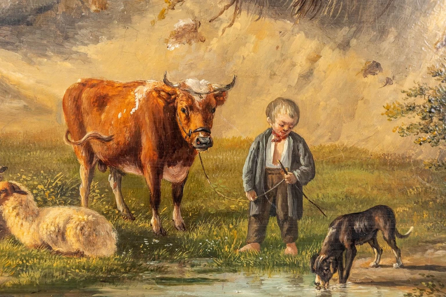 Balthasar Ommeganck - Paesaggio con bestiame e mulino a vento, dettaglio